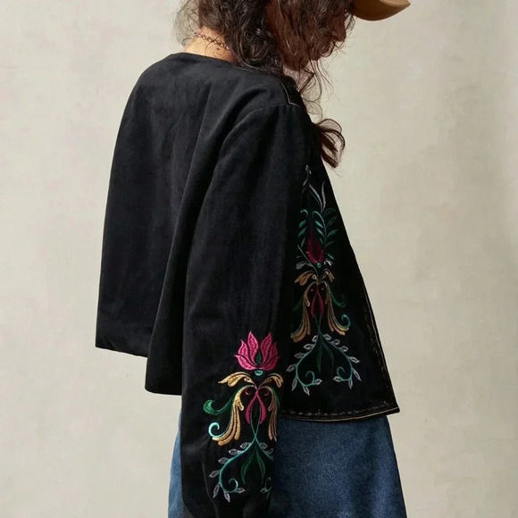 Black Casual Women's Knitted Lantern Long Sleeve Loose Regular Cardigan - Picture 8 of 9